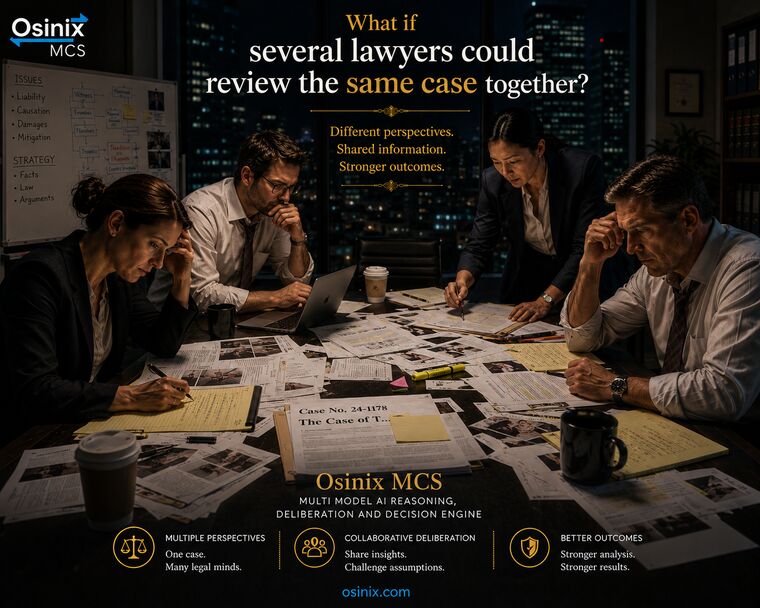 Several lawyers reviewing the same case together