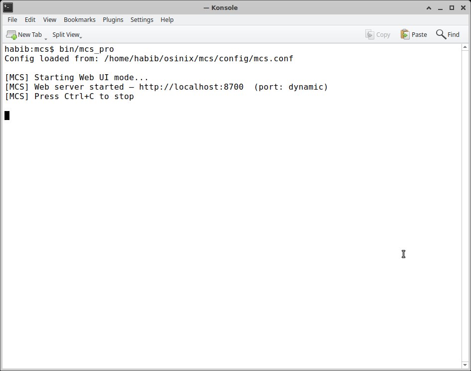 Starting the MCS engine from a terminal with one command